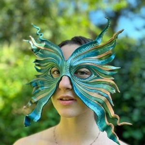 Water Elemental Mask Handmade Leather Masks for Masquerade / Halloween / Cosplay