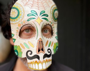 Handpainted Leather Skull Mask: Day of the Dead, Cosplay