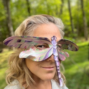 Dragonfly Cosplay Fairy Mask | Handmade Leather Faerie Mask | Masquerade Party Mask | Animal Mask | Halloween Costume | Renaissance Faire
