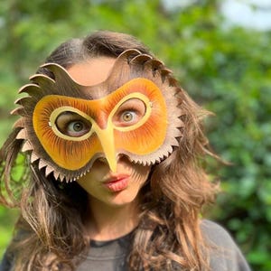Owl Handmade Leather Masquerade Halloween Mask