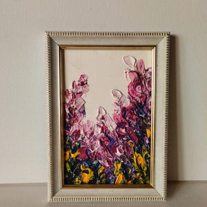 Fleur de lilas peinture à l'huile originale fleurs des prés aux couleurs vives Decor floral bohème cadeau pour elle encadré Art Floral Texture 3d