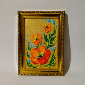 Original pavot rouge pré bleu fleurs art floral bohème décoration florale cadeau pour elle peinture nouvelle décoration d'intérieur Texture 3d