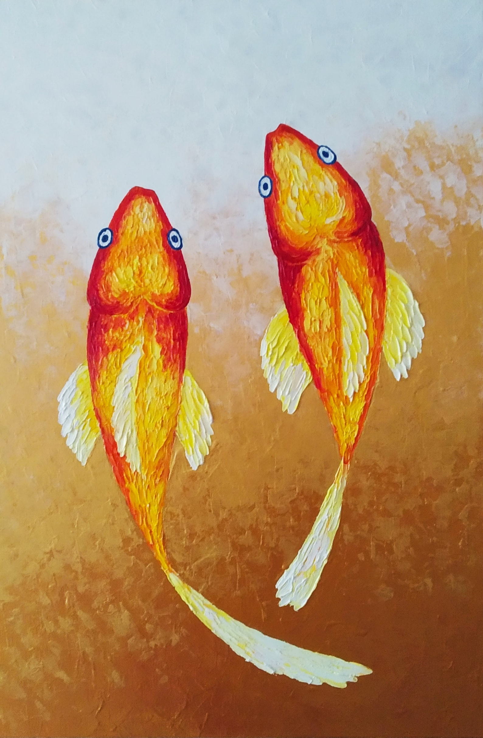 Goldfish painting original oil painting on canvas relaxing Etsy