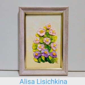 Não me esqueça decoração boho floral presente para ela flores do prado flores selvagens grande verde emoldurado pintura a óleo original arte textura floral 3d