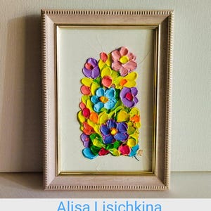 No me olvides, pintura al óleo original, decoración bohemia floral, regalo, arte de pared, decoración, arte de pared, obra de arte, textura
