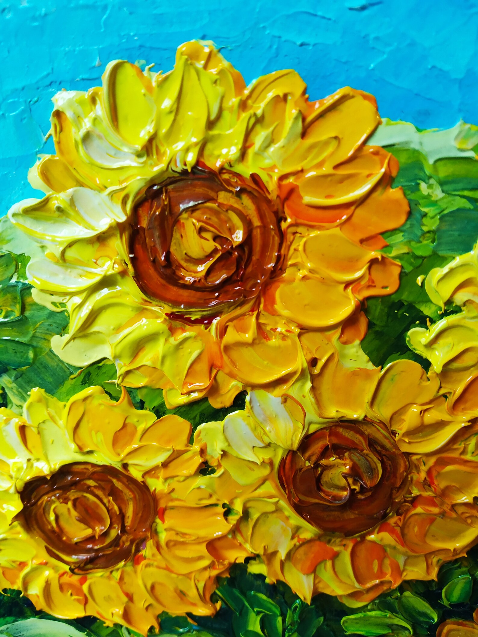 Original Oil Painting by Impasto Sunflowers Technique Heavy Etsy