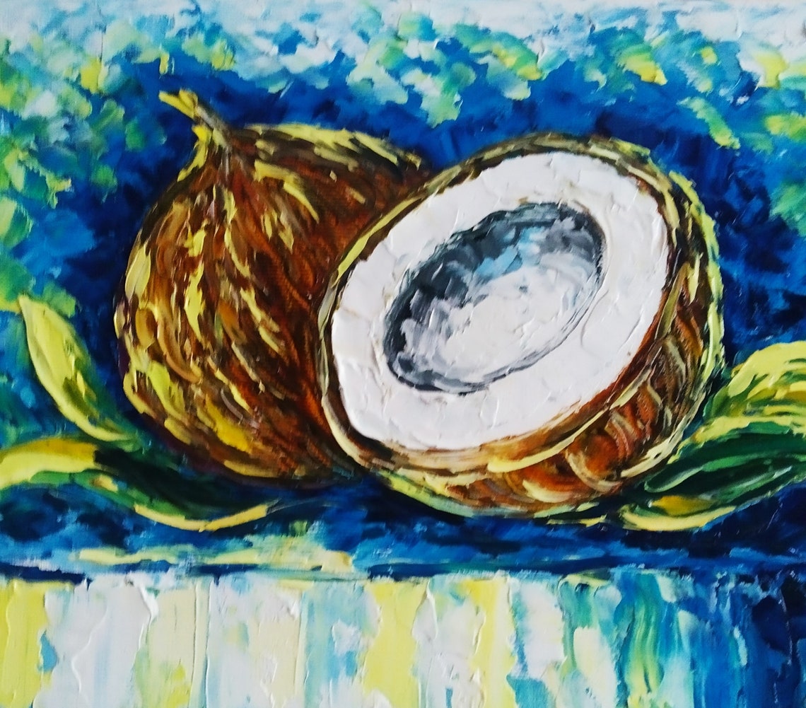 Coconut Oil Painting Original Painting Wall Art Home Decor Etsy