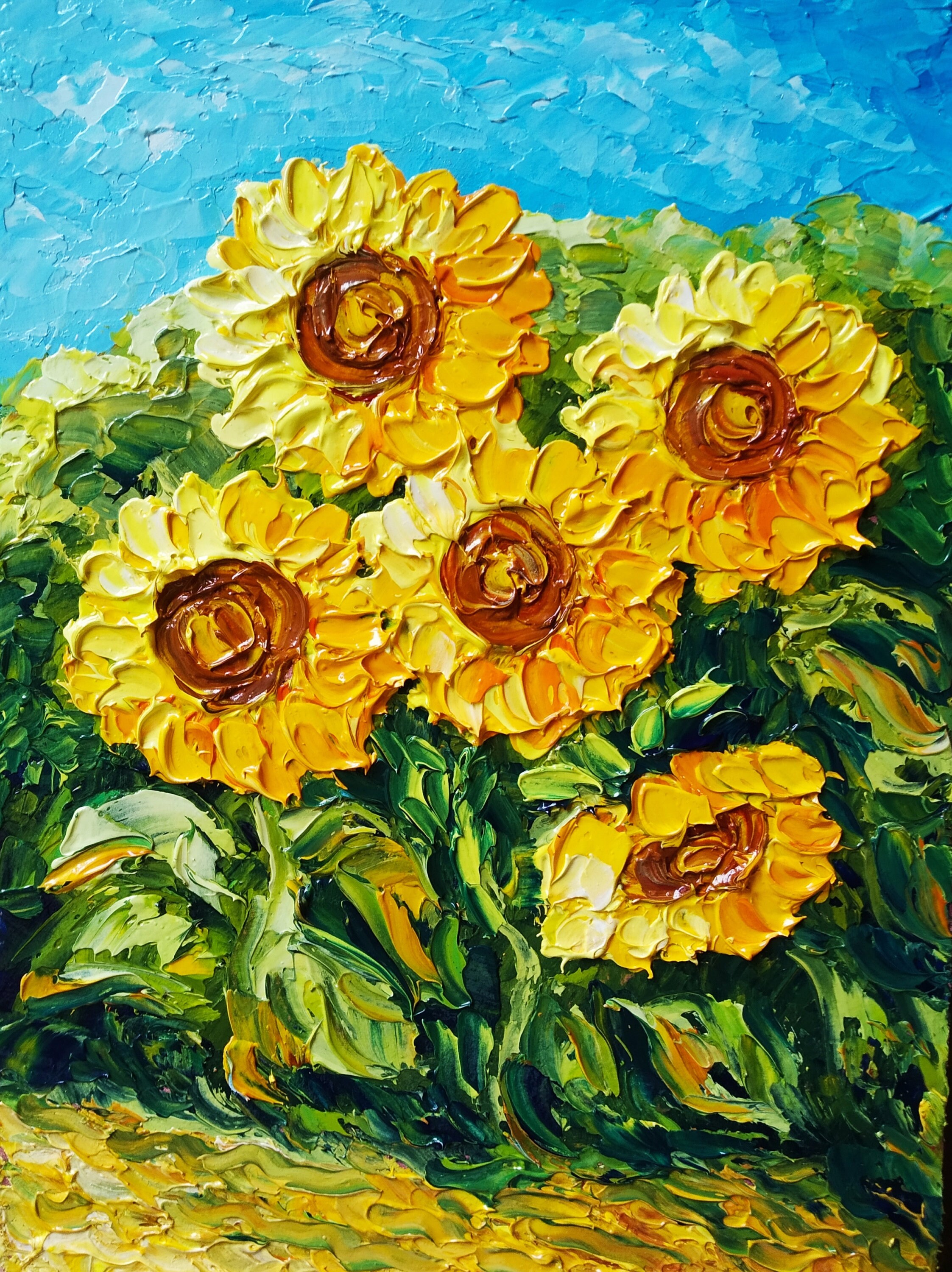 Original Oil Painting by Impasto Sunflowers Technique Heavy Etsy