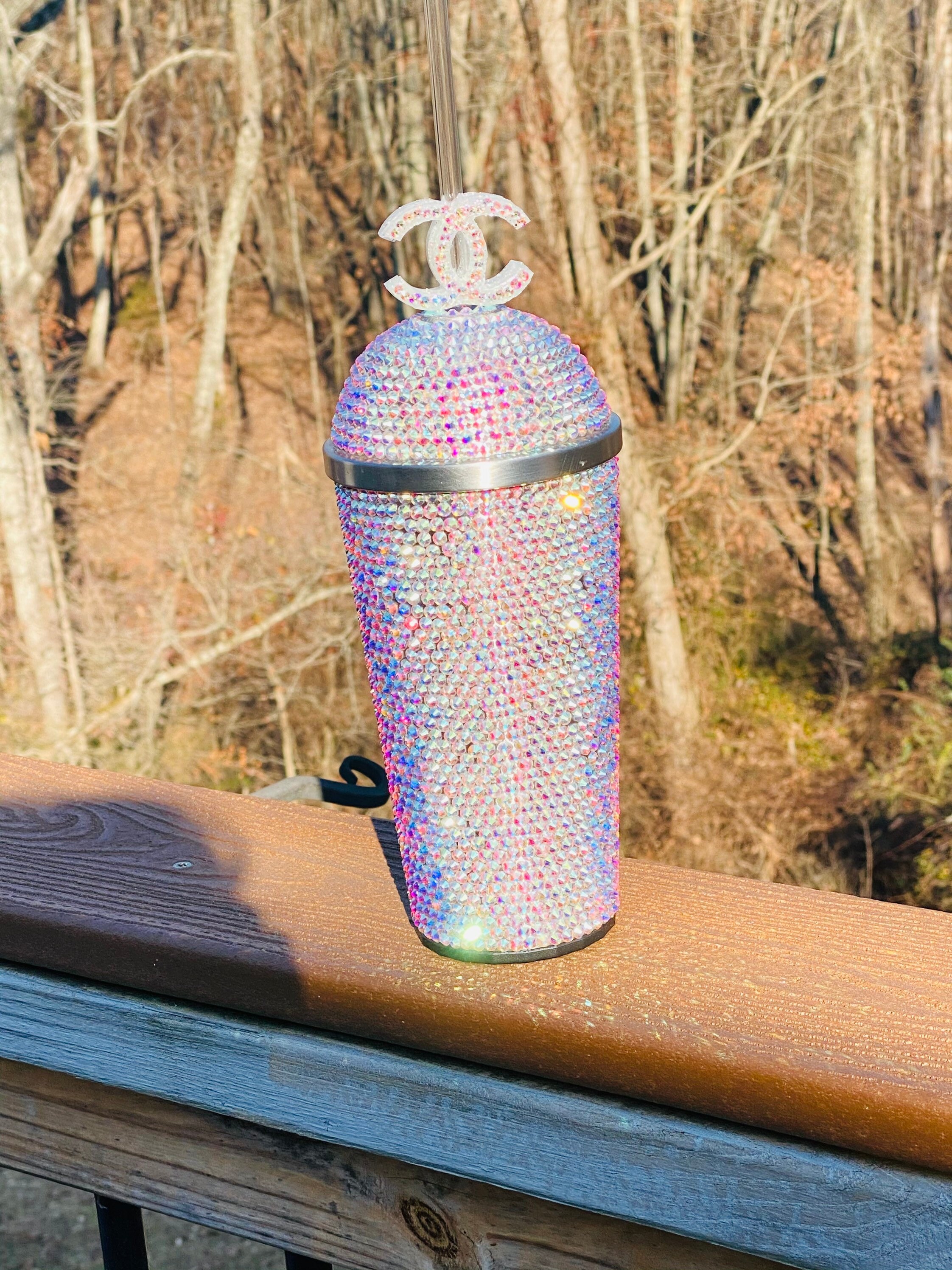 Personalize your own rhinestone tumbler with a name or Etsy