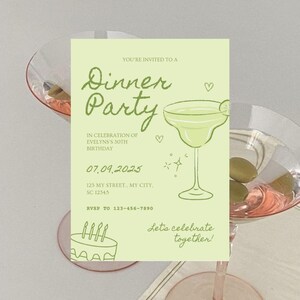 Chic Dinner Party Invitation Template | Girls Night | Celebration Invitation |