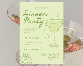 Chic Dinner Party Invitation Template | Girls Night | Celebration Invitation |