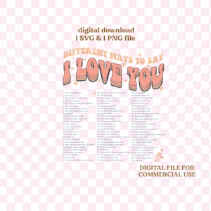 Maneiras de dizer eu te amo Svg | Amo SVG | Moletom Trendy Concert Tour Svg