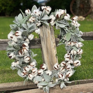 Cotton on Lambs Ear Wreath, Twill