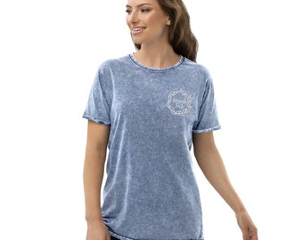 Embroidered Wreath Tech Denim T-Shirt