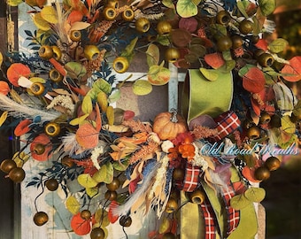 Changing Seasons Fall Wreath, Fall Leaves Wreath, Aster