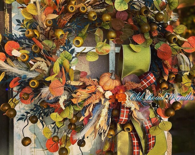 Changing Seasons Fall Wreath, Fall Leaves Wreath, Aster