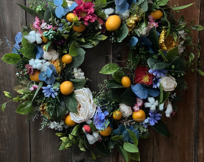 Spring Lemon Medley Wreath, Spring Wreath, Easter Neutral Wreath, Lemon Decor, Eureka