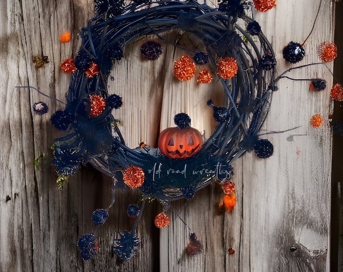 Spooky Jack O’Lantern  Halloween Ornament, Halloween Mini Wreath, Jackie