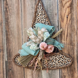 Witch of the Gourds, Leopard Print Witch Hat Door Hanger, Witch Door Hanger, Leopard Print Halloween Decor, Halloween Decor, Beatrix