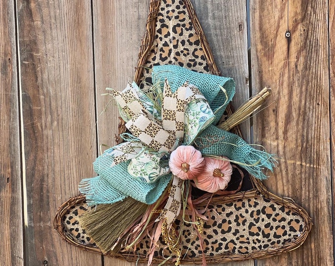 Witch of the Gourds, Leopard Print Witch Hat Door Hanger, Witch Door Hanger, Leopard Print Halloween Decor, Halloween Decor, Beatrix