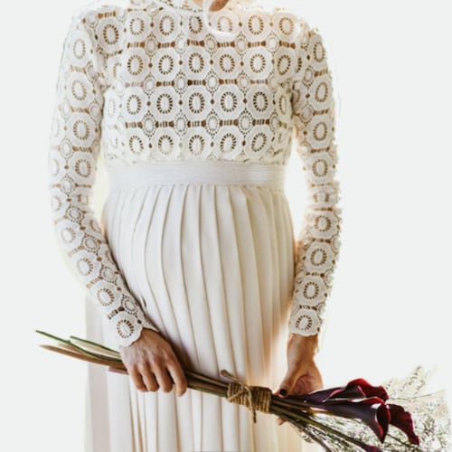 white maternity dress for wedding Pure Gown Photo Shoot and Baby Showers Detailed with bold floral lace and classic Ivory jersey for a smooth Shirred Strapless Gown for Women,