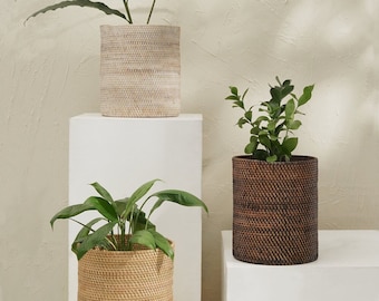 Rattan Planter / Rattan Pot /  Wicker pot / Indoor planters / Indoor pot Diameter 22 cm , 27 cm , 32 cm Gift for him/her Birthday gift