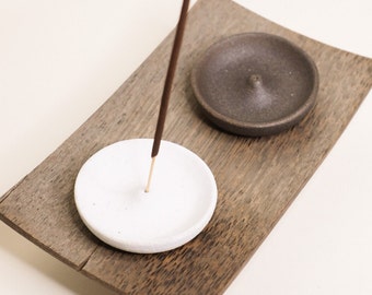 Incense holder/Burner Moon / Ceramic incense burner / Incense stick holder / Incense ash catcher / White and black incense holder