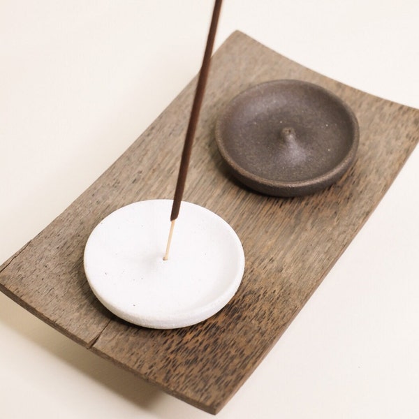 Incense holder/Burner Moon / Ceramic incense burner / Incense stick holder / Incense ash catcher / White and black incense holder