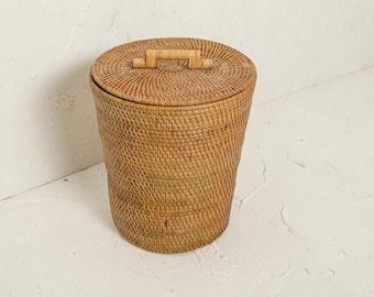 Waste Paper bin / Rattan Dustbin / Wicker Waste Paper bin / Woven Paper Basket Brown. Gift for him/her