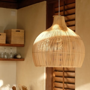 Lampshade woven / Rattan Pendant / Rattan Lampshade / Living room lampshade / Light fixture / Hanging light shade Gift for him/her image 1