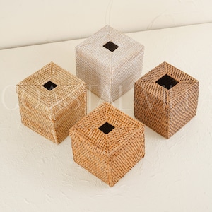 Bezug auf Taschentuchbox eckig aus Rattan / Taschentuchbox 14 x 14 x 14cm