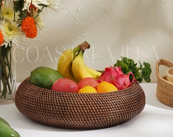 Hand-woven bread/fruit basket - Dark brown table decor Gift for him/her Birthday gift