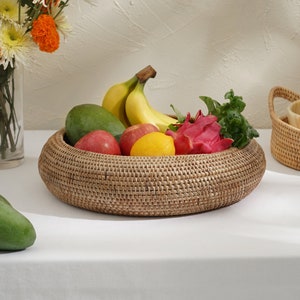 Cesta de pan grande para servir cesta de frutas y contenedor de  almacenamiento de pan (mimbre natural grande)