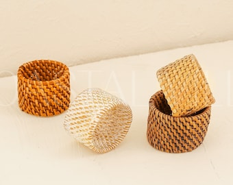Napkin rings Set 4, 8, 12 Bohemian Elegance: Handmade Rattan Woven Napkin Rings in Four Stunning Colours Gift for him/her Birthday gift