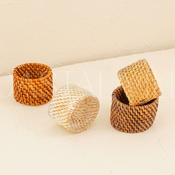 Napkin rings Set 4, 8, 12 Bohemian Elegance: Handmade Rattan Woven Napkin Rings in Four Stunning Colours Gift for him/her Birthday gift