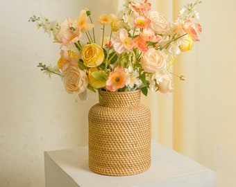 Natural Rattan Vase and Rattan bowl / Wicker Vase / Flower pot / Vase decoration / Rattan Vessel / Flower baskets / Vase decoration