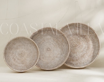 White Wash Tampa Rattan tray / Rattan Tray / Wicker round tray / white tray Gift for him/her Birthday gift