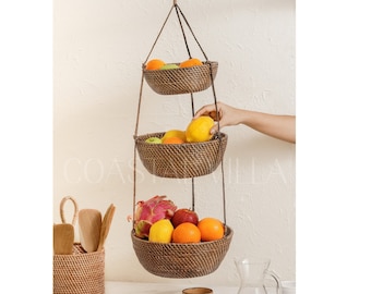 Rattan hanging fruit basket hotsell