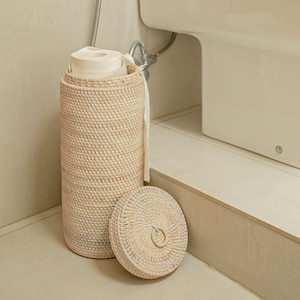 Rattan toilet roll holder deals