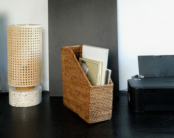 Rattan File Holder - Dark Brown/ File Organiser/ File Box/ Document Holder/Stationery Organiser