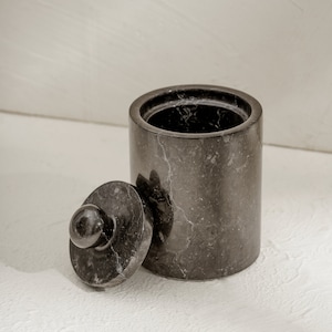 Bathroom storage for q-tips and cotton pads - The perfect marble bathroom organiser container for decor