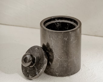 Black Marble Bathroom Canister - Q-tip & Cotton Pad Holder