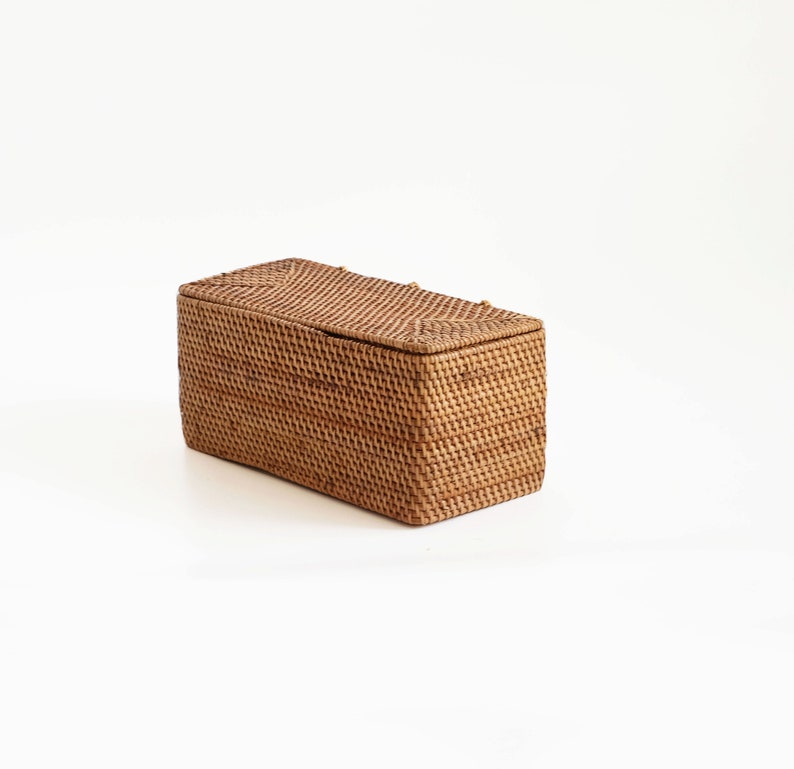 Rattan storage box with lid/ Bathroom Amenities box Etsy