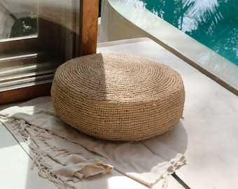 Pouf woven / Pouffe Jute round  / floor cushion / Foot stall / wicker cushion / 50cm and 70cm sizes Gift for him/her Birthday gift