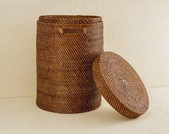 Laundry Basket Woven / Storage Basket - Honey Brown / Rattan Basket Gift for him/her Birthday gift