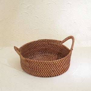 Mini cestino rotondo con manico / Contenitore da cucina / Cestino portachiavi / Cestino per uova di Pasqua - Marrone miele Regalo per lui/lei Regalo di compleanno