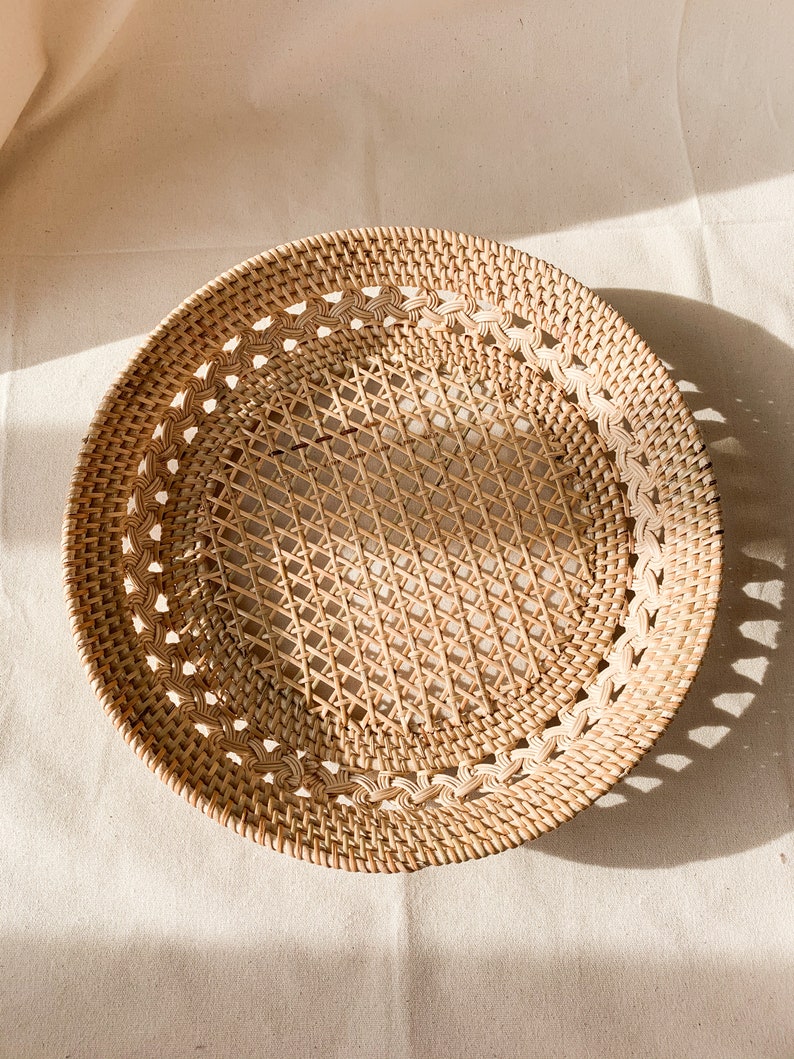 Coquina Rattan Basket/ Wicker Basket / Vanity Basket / Etsy