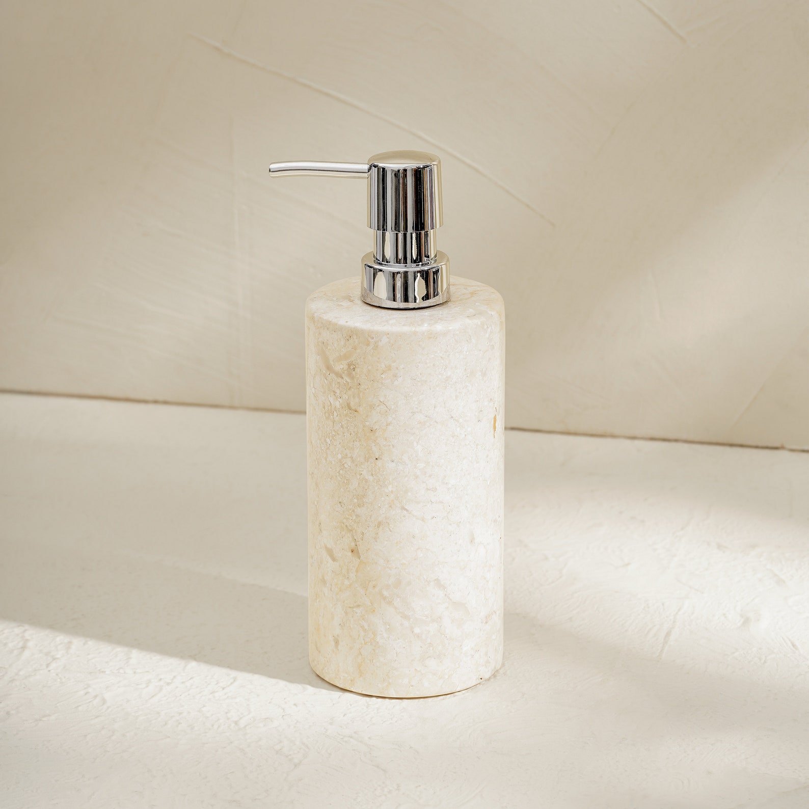 Soap Dispenser - 5-Piece Beige Marble Bathroom Accessories Set