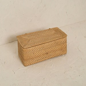 Storage box with lid / Woven Rattan Bathroom Amenities box / Bathroom Storage box / Organiser with lid /L 33cm H 16cm W 15cm Birthday gift image 8