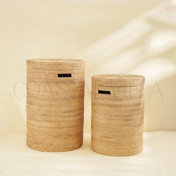 Wäschekorb Geflochten / Großer Aufbewahrungskorb - Natur / Rattan Korb Geschenk für Ihn / Sie